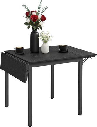 Relaxdays Relaxdays drop-leaf dining table, 2-4 people, H x W x D: 76x120x78 cm, space-saving, kitchen, MDF & metal, black