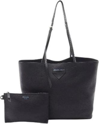 Prada Pre-owned Leren Tote Bag - Dames - Vintage Shopper - Zwart - ONE Size - Leer - Vintage