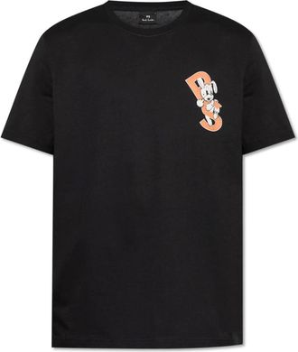 Paul Smith Tops, Heren, Zwart, XL, Katoen, T-shirt met kleurrijke print