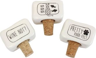 Beachcombers Kitty Cat Ceramic Set of 3 Top Bottle Cork Stops 2.5 in White at Nordstrom