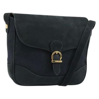 Ferragamo Pre-owned Cross Body Bags, female, Blue, Size: ONE SIZE Pre-owned Suede Shoulder Bag
