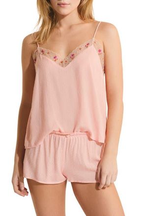 Etam Freesia Floral Lace Trim Camisole in Pink Salmon at Nordstrom, Size X-Small