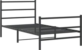 vidaXL Vidaxl - Metal Bed Frame without Mattress with Footboard Black 107x203cm
