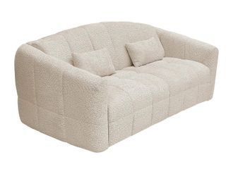 Vente-Unique Divano Letto 3 Posti Express In Tessuto Bouclette Beige Letto 140 Cm Materasso 20 Cm - Retuna