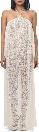 Naked Wardrobe Lace Halter Neck Maxi Dress in White at Nordstrom Rack, Size X-Small