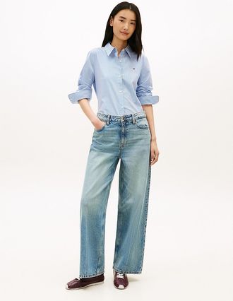 Tommy Hilfiger Womens High-Rise Wide Leg Jean - Blue - 10