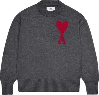 Ami Dark Grey Embroidered Logo Sweater