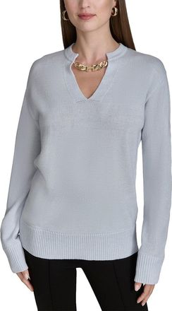 Halston Heritage Logo Chain V-Neck Sweater