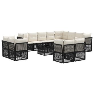 vidaXL Conjunto De Sof&aacute;s De Jard&iacute;n 13 Pcs Negro Rat&aacute;n Sint&eacute;tico Vidaxl