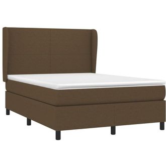 vidaXL Cama Box Spring Con Colch&oacute;n Tela Marr&oacute;n Oscuro 140x190 Cm Vidaxl