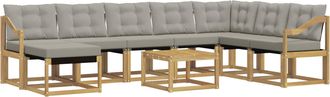 vidaXL Conjunto De Sof&aacute;s De Exterior 9 Uds. Blanco Y Gris Claro Vidaxl
