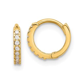 Diamond2Deal 10K Yellow Gold 1.5mm Round Cubic Zirconia Hoop Earrings