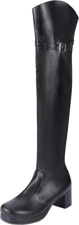 Generic Womens Over Knee Boots Winter Fashion Chunky Heel Pu Leather Casual Long Boot