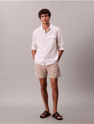 Calvin Klein Mens Seersucker Shorts - Brown - 30