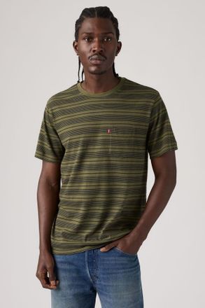 Levi's T-shirt classica con taschino - Uomo - L - Verde / Rogge Stripe Olive Night