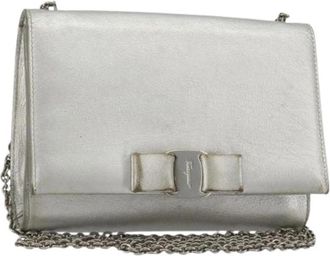 Ferragamo Tweedehands leren schoudertassen - Dames - Vintage Schoudertas - Grijs - ONE Size - Vintage