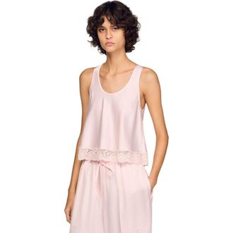 Sandro Satin top with lace in Light Pink at Nordstrom, Size X-Small