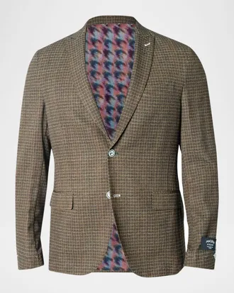 Maceoo Men & apos;s Descartes Vortex Grid Check Unconstructed Blazer