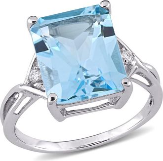 Amour 7 1/2 CT TGW Sky-blue Topaz Cocktail Ring In Sterling Silver