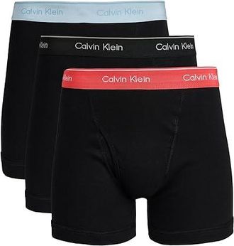 Calvin Klein Underwear Cotton Classics Boxer Brief 3-Pack Mens Underwear Black Bodies W/ Black/Punch Pink/Breezy Blue : XL (40-42)