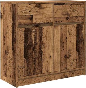 vidaXL Vidaxl - Aparador Con Caj&oacute;n Madera Antigua 80x34x76cm Madera Ingenier&iacute;a