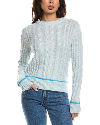 Fort&eacute; Cashmere Tipped Plaited Cable Crewneck Cashmere Sweater