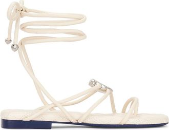 Burberry Ivy Shield Leather Sandals, Brand Size 37.5 ( US Size 7.5 )