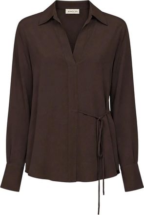Blanca Vita Blouse met V-hals - Dames - Blouses & Shirts - Bruin - Maat: XS Zijde