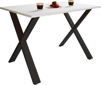 ebuy24 Mesa De Comedor De Madera Vcm Premium Al. 76 X An. 110 X P. 50 Cm Mesa De Comedor De Cocina Mesa Xona X (negro / Blanco)
