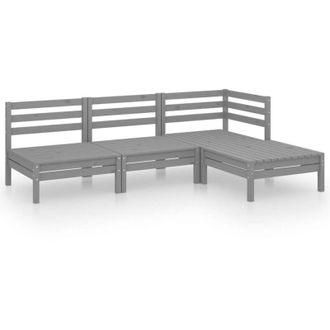 vidaXL Juego De Muebles De Jard&iacute;n 4 Piezas Madera Maciza De Pino Gris Vidaxl