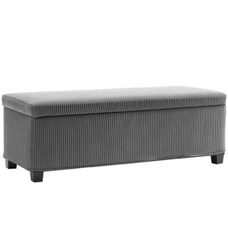 HOMCOM Storage Ottoman with Lid - 112cm Bench Chest Box - Grey | TJ Hughes
