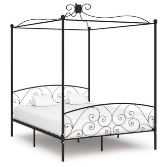 vidaXL Estructura De Cama Con Dosel Metal Negro 160x200 Cm Vidaxl