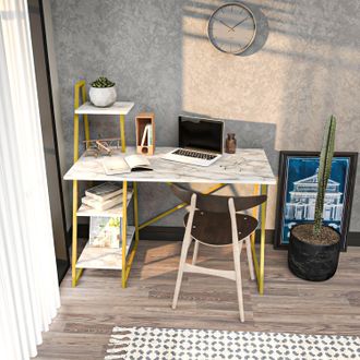 Decorotika Admira Metal Leg Writing Study Work Desk Workstation in Beige