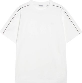Burberry Seth Chk T-Shirt - Heren - T-shirts - Wit - L - Katoen - Tops