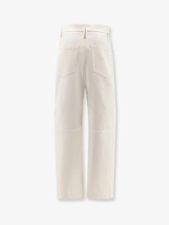 Brunello Cucinelli Womens Baggy Trousers White Cotton And Wool