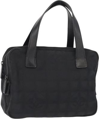 Chanel Travel Line Convertible Satchel Nylon Black Nylon Handbag (Pre-Owned)