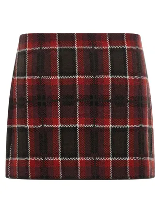 Guest In Residence Tartan Check Wool-Cashmere Skirt - Red