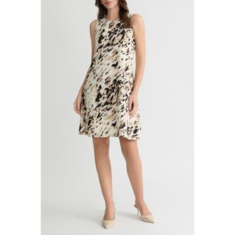 Kasper Sleeveless Swing Dress in Toasted Wheat Multi at Nordstrom, Size X-Small