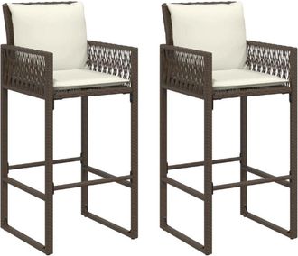 vidaXL Vidaxl - Taburetes De Cocina Con Cojines 2 Uds Rat&aacute;n Sint&eacute;tico Marr&oacute;n