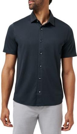 Travis Mathew A Class Short Sleeve Knit Cotton Blend Button-Up Shirt in Black at Nordstrom Rack, Size Medium