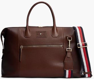 Tommy Hilfiger Mens Leather Duffel Bag - Burnished Brown