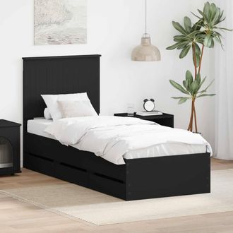 Berkfield Home Bed Frame with Drawer Black 75 x 190 cm Engineer Wood