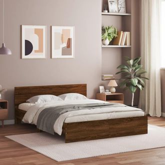 vidaXL Estructura De Cama Con Cabecero Marr&oacute;n Roble 150x200 Cm Vidaxl