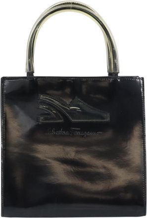 Ferragamo Vintage Handbag Patent Leather Black Patent_Leather Handbag (Pre-Owned)