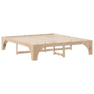 Berkfield Home Floor Bed Frame with Storage Brown 200 x 200 cm Solid pine wood in Light Brown