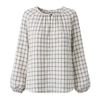 Pomandere Blouses, female, White, Size: L Checked Blouse