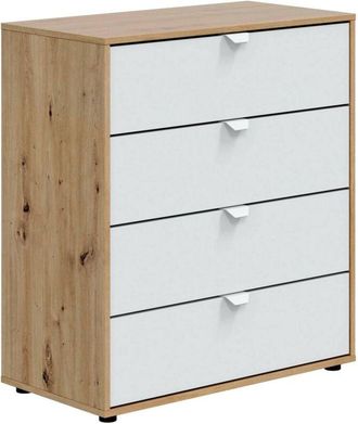 Dmora Dmora - Mesa De Noche Seabeck, C&oacute;moda Baja, Mesilla De Noche, Estante De La Cama, 78x40 H86 Cm, Blanco Y Roble Nodoso