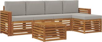 vidaXL Conjunto De Sof&aacute;s De Exterior 6 Uds. Gris Natural Y Claro Vidaxl