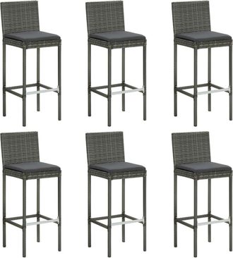 vidaXL Taburetes De Cocina Con Cojines 6 Uds Rat&aacute;n Sint&eacute;tico Gris Vidaxl