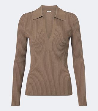 Joseph Ribbed-knit wool-blend polo sweater